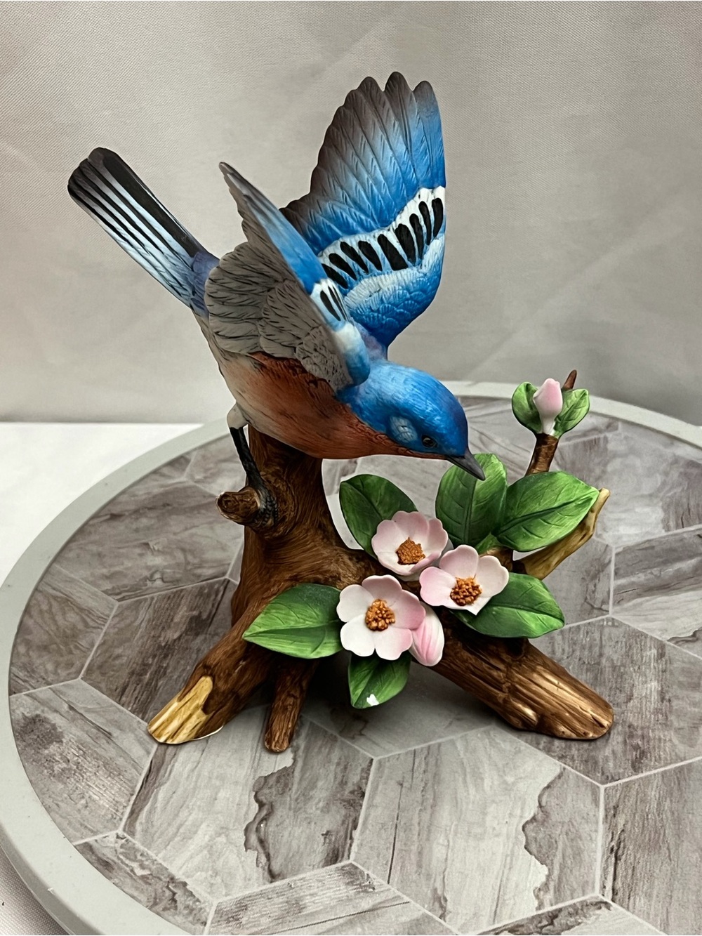 Andrea by Sadek Bluebird Porcelain Figurine 6303 Japan Flowers Vintage